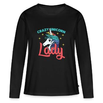 beautiful unicorn lady with stars - Women's Premium Organic Long Sleeve Shirt - black - Front - Julia (174cm)