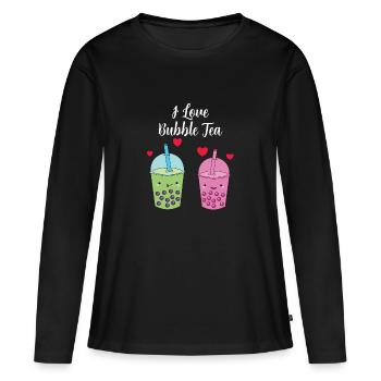 Bubble Tea - T-shirt manches longues Premium bio Femme - noir - Devant - Julia (174cm)