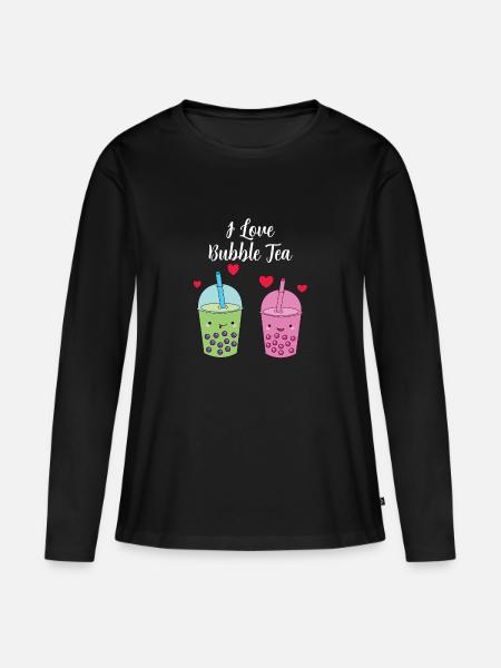 Bubble Tea - Frauen Premium Bio Langarmshirt - Schwarz