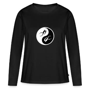 Spearfishing Underwater Freediving Ying And Yang - Frauen Premium Bio Langarmshirt - Schwarz - Vorne - Julia (174cm)