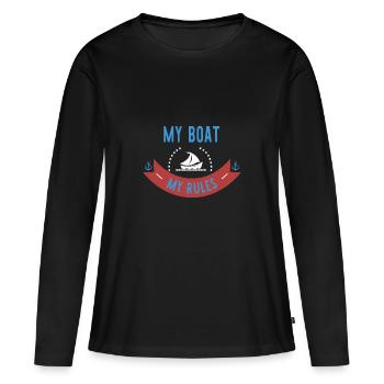 My Boat My Rules - T-shirt manches longues Premium bio Femme - noir - Devant - Julia (174cm)