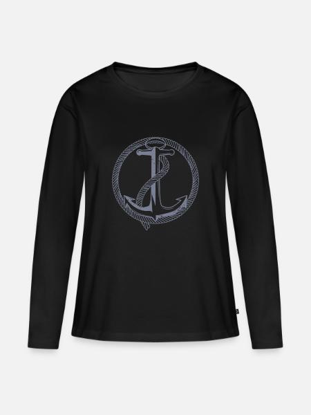 Meer anker Ahoi kapitein zeevaart zeeman matroos - Premium økologisk langærmet T-shirt til kvinder - sort