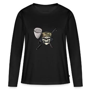 Casquette camouflage filet de pêche - T-shirt manches longues Premium bio Femme - noir - Devant - Julia (174cm)