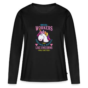 Cadeau de travailleur social - T-shirt manches longues Premium bio Femme - noir - Devant - Julia (174cm)