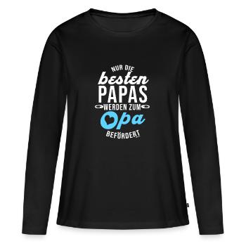 Opa Befördert zum Opi - Frauen Premium Bio Langarmshirt - Schwarz - Vorne - Julia (174cm)