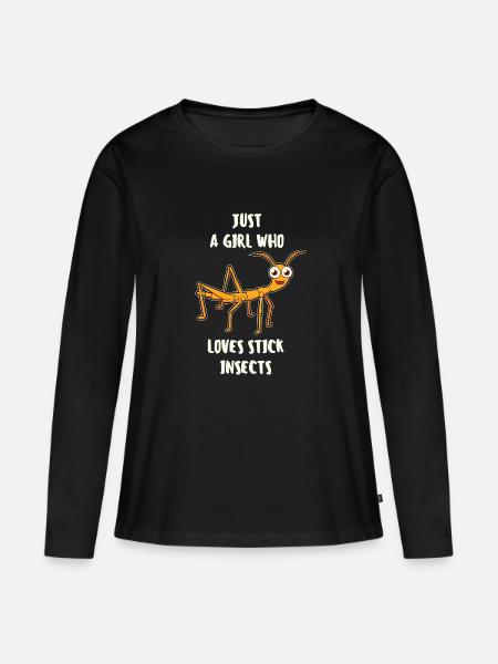 Just A Girl Who Love Stick Insects Stick insect - Vrouwen Premium Bio shirt met lange mouwen - zwart