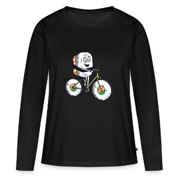Sushi Bike Biker Sport Fahrrad Radsport rennrad - Frauen Premium Bio Langarmshirt - Schwarz - Vorne - Julia (174cm)