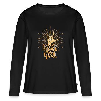 Rock and roll - T-shirt manches longues Premium bio Femme - noir - Devant - Julia (174cm)