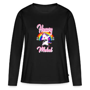 Heavy Metal Unicorn - T-shirt manches longues Premium bio Femme - noir - Devant - Julia (174cm)