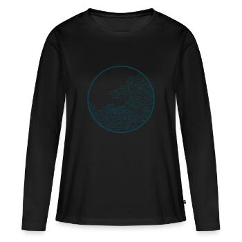 Paper boat sea storm wave gift gift idea - Women's Premium Organic Long Sleeve Shirt - black - Front - Julia (174cm)