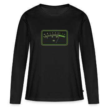 VU mètre Hifi Aanalog Audio Technicien Son T-shirt - T-shirt manches longues Premium bio Femme - noir - Devant - Julia (174cm)