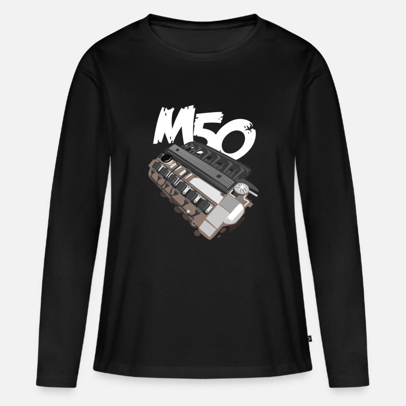 M50 Engine Motor Tuning E36 E30 Hobby Legende - Frauen Premium Bio Langarmshirt - Schwarz