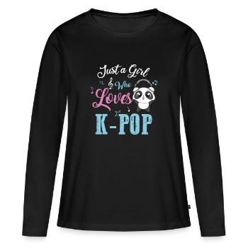 fan de kpop band girl - T-shirt manches longues Premium bio Femme - noir - Devant - Julia (174cm)