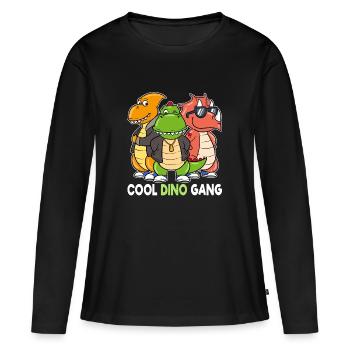 Cool Dino Gang Dinosaurier Gangster - Frauen Premium Bio Langarmshirt - Schwarz - Vorne - Julia (174cm)