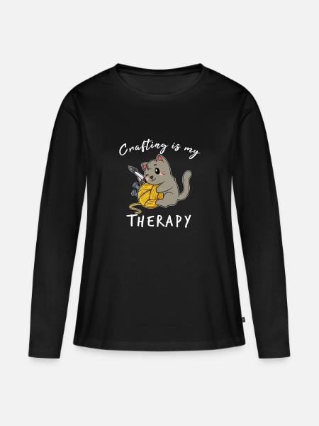 Cat Kitten Crafts Knitting Handwerk hobbyist - Premium økologisk langærmet T-shirt til kvinder - sort