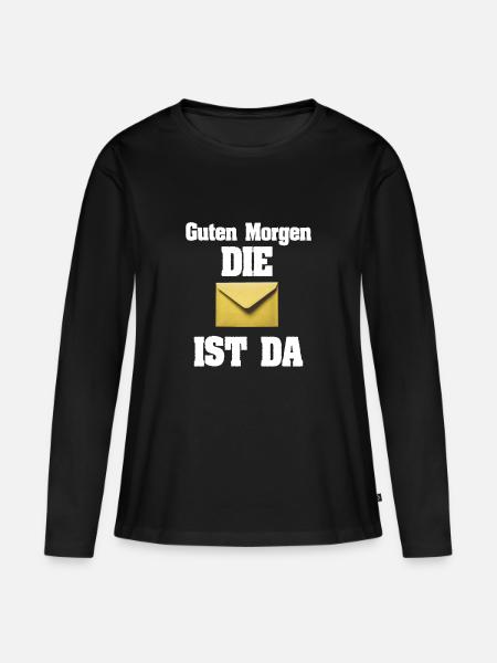Guten Morgen die Post ist da! Tshirt für Postboten - Frauen Premium Bio Langarmshirt - Schwarz
