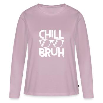 Chill Bruh - T-shirt manches longues Premium bio Femme - rose poudré - Devant - Julia (174cm)