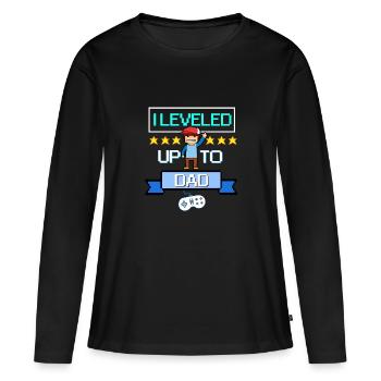 Level Up Daddy Daddy Rétro Pixel Gamer Gaming Daddy - T-shirt manches longues Premium bio Femme - noir - Devant - Julia (174cm)