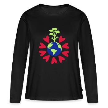 Aimez notre planète Terre - T-shirt manches longues Premium bio Femme - noir - Devant - Julia (174cm)