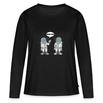 L'astronaute vous bénisse l'espace Spaceman - T-shirt manches longues Premium bio Femme - noir - Devant - Julia (174cm)