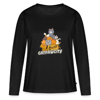 Capacité de surcapacité Chaton bondé de chats - T-shirt manches longues Premium bio Femme - noir - Devant - Julia (174cm)