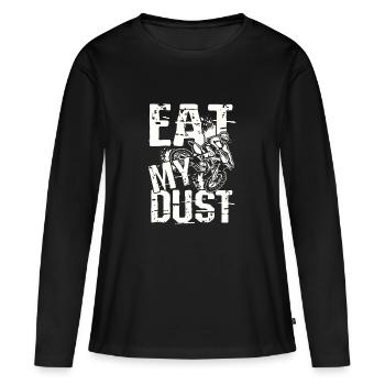 Mange ma poussière - T-shirt manches longues Premium bio Femme - noir - Devant - Julia (174cm)