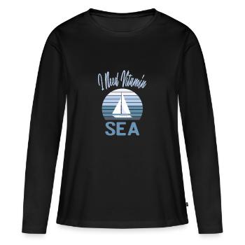 I Vitamine Need Sea - T-shirt manches longues Premium bio Femme - noir - Devant - Julia (174cm)