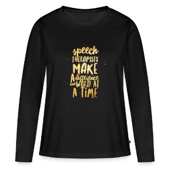 Logopäden machen den Unterschied - Frauen Premium Bio Langarmshirt - Schwarz - Vorne - Julia (174cm)