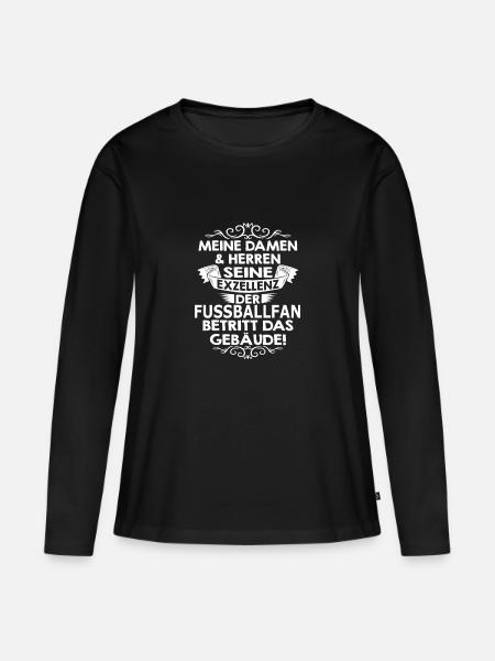 fussballfan - Frauen Premium Bio Langarmshirt - Schwarz