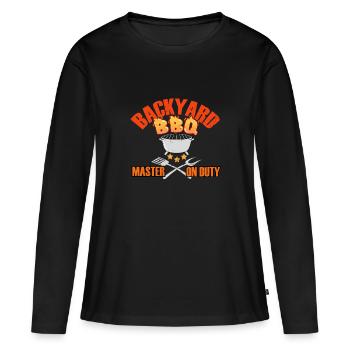 Backyard BBQ Master At the Grill Barbecue Griller - Women's Premium Organic Long Sleeve Shirt - black - Front - Julia (174cm)