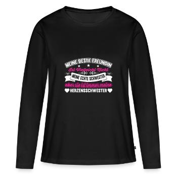 Beste Freundin lustig Spruch Herzenschwester - Frauen Premium Bio Langarmshirt - Schwarz - Vorne - Julia (174cm)