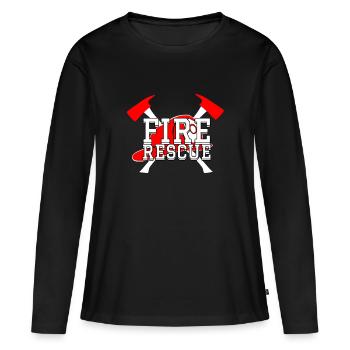Firefighter Gift Fire Rescue Firefighter Gifts - Frauen Premium Bio Langarmshirt - Schwarz - Vorne - Julia (174cm)