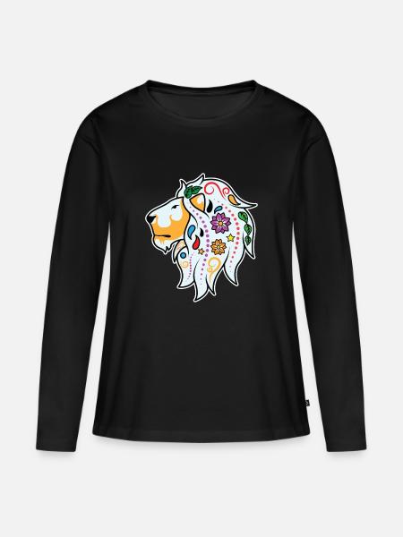 La cabeza de león - Premium økologisk langærmet T-shirt til kvinder - sort