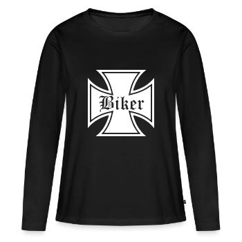Iron Cross Biker Motocycliste Iron Cross - T-shirt manches longues Premium bio Femme - noir - Devant - Julia (174cm)