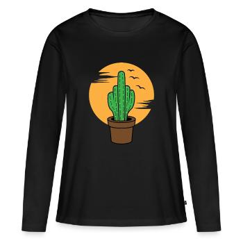 Doigt puant de Cactus - T-shirt manches longues Premium bio Femme - noir - Devant - Julia (174cm)