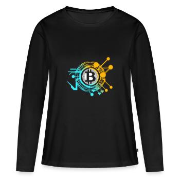 Bitcoin - T-shirt manches longues Premium bio Femme - noir - Devant - Julia (174cm)