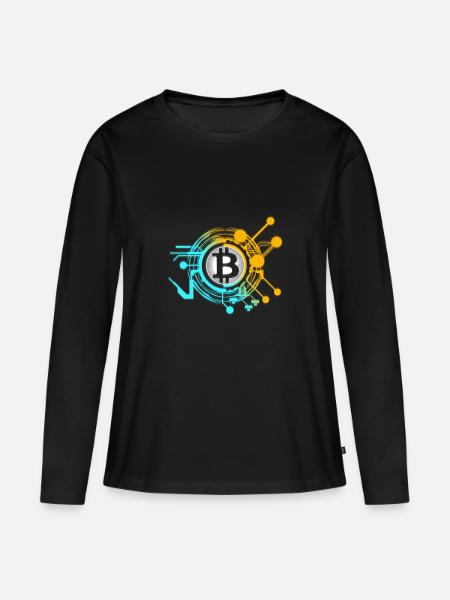 Bitcoin - Frauen Premium Bio Langarmshirt - Schwarz