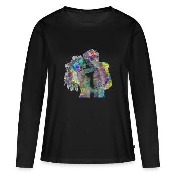 Psychedelisches Liebespaar - Frauen Premium Bio Langarmshirt - Schwarz - Vorne - Julia (174cm)