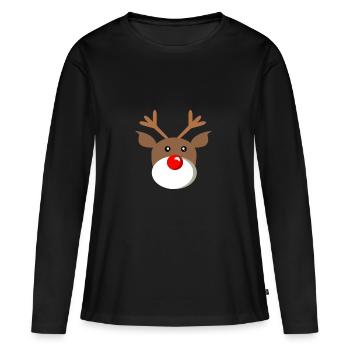 Rudolph - Frauen Premium Bio Langarmshirt - Schwarz - Vorne - Julia (174cm)