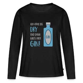 GIN - Frauen Premium Bio Langarmshirt - Schwarz - Vorne - Julia (174cm)