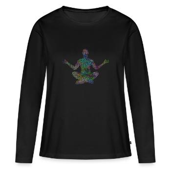 Méditation psychédélique - T-shirt manches longues Premium bio Femme - noir - Devant - Julia (174cm)