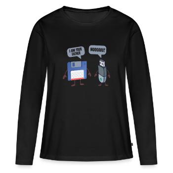 JE SUIS VOTRE PÈRE Disquette USB Drôle d'ordinateur - T-shirt manches longues Premium bio Femme - noir - Devant - Julia (174cm)