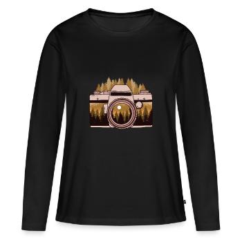 Appareil photo photographique de la forêt de Camara - T-shirt manches longues Premium bio Femme - noir - Devant - Julia (174cm)