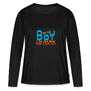 Junge Haare Frisur Style Friseur Haarschnitt Haar - Frauen Premium Bio Langarmshirt - Schwarz - Vorne - Julia (174cm)