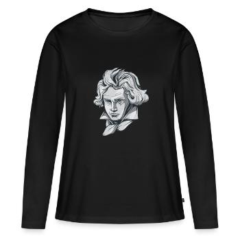 Buste de visage de Beethoven avec le compositeur de Beethoven - T-shirt manches longues Premium bio Femme - noir - Devant - Julia (174cm)