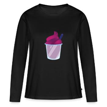 Slush glace rouge slush avec de la paille - T-shirt manches longues Premium bio Femme - noir - Devant - Julia (174cm)