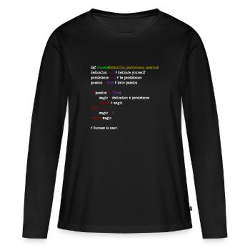 java code - T-shirt manches longues Premium bio Femme - noir - Devant - Julia (174cm)