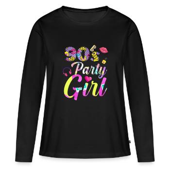 90s theme party - Women's Premium Organic Long Sleeve Shirt - black - Front - Julia (174cm)