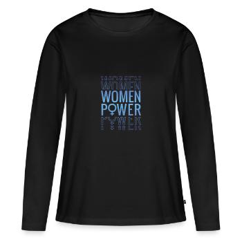 Puissance féminine avec symbole féminin Conception électrique des femmes - T-shirt manches longues Premium bio Femme - noir - Devant - Julia (174cm)