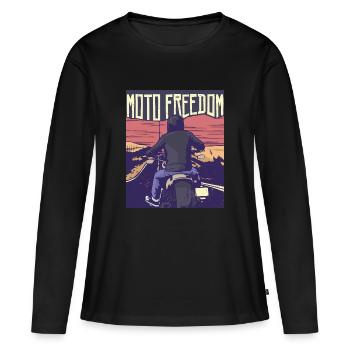 Moto, motocycliste, moto liberté - T-shirt manches longues Premium bio Femme - noir - Devant - Julia (174cm)